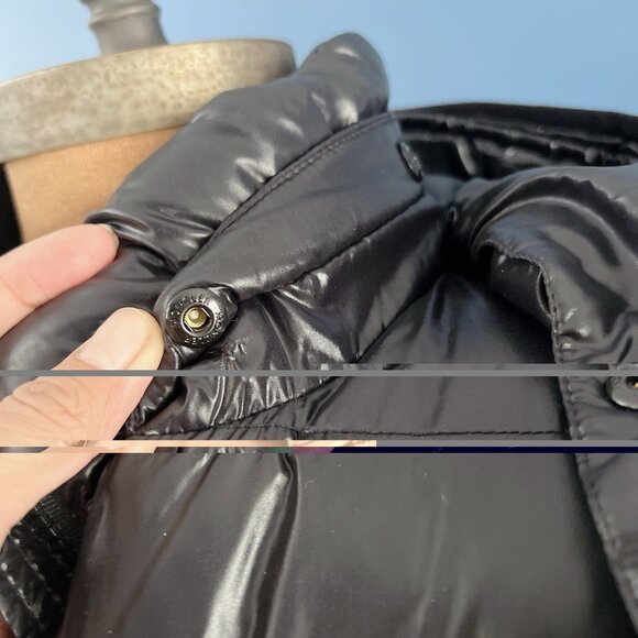 Moncler Moka Long Down Water Resistant Hooded Parka Coat Black Womens Size 0 - Picture 12 of 13